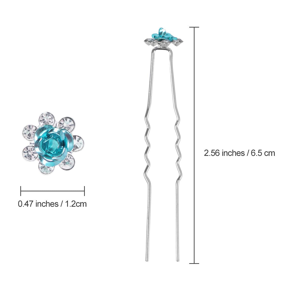 BETITETO 40 Pcs U-Shaped Flower Rhinestone Hair Pins Crystal Hair Accessories for Bridal Wedding Party Girls' Sweet Sixteen (Lake Blue)