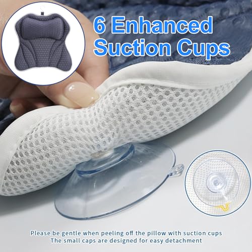 Luxury Bath Pillow and Hot Tub Scum Absorber Set, Bath Pillows for Tub with 6 Powerful Suction Cups, Hot Tub Scum Absorber, Fits All Bathtub