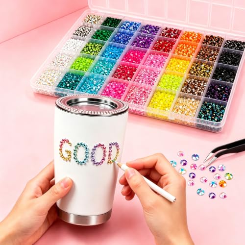 Uellipapy 60000Pcs 40 Colors Jelly AB Resin Rhinestones 3mm Bedazzling Kit