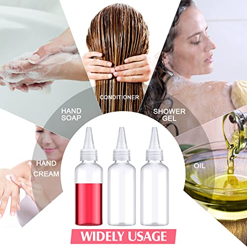 Eccliy 60 Pack 2 oz Boston Dispensing Squeeze Bottles Clear Plastic Oil Dropper Bottle Applicator Empty Refillable Bottles for Hair Color Liquids Oils Art Paint Kitchen Household