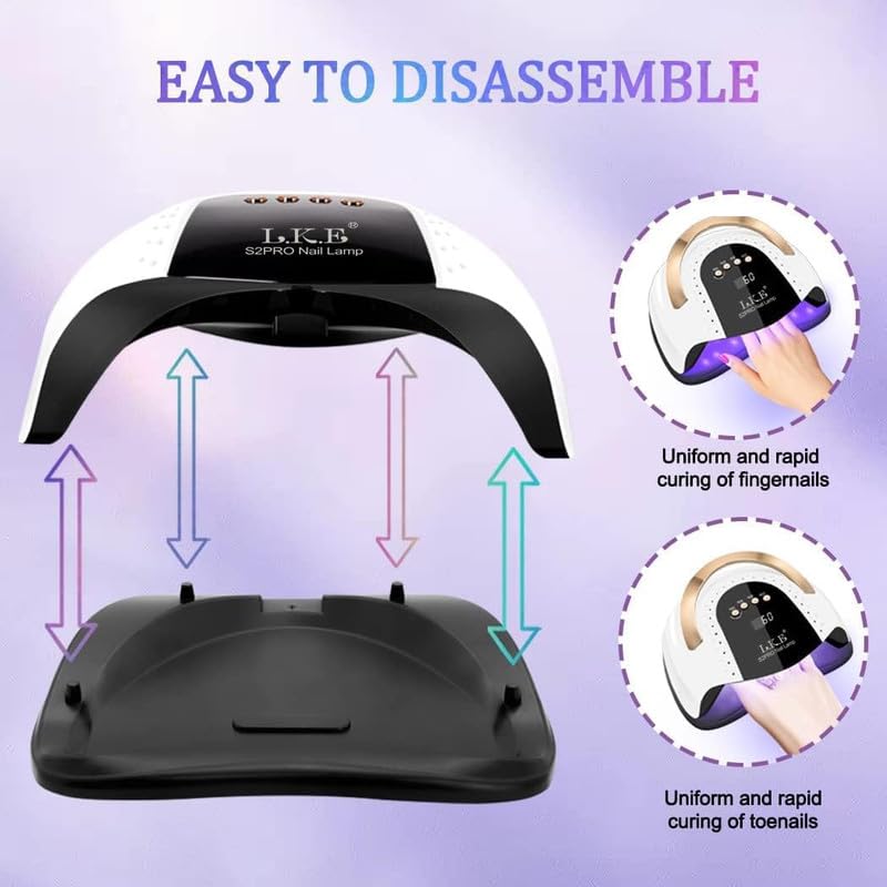 268W UV LED Nail Lamp, LKE Dryer for Gel Polish, 4 Timers Lamp