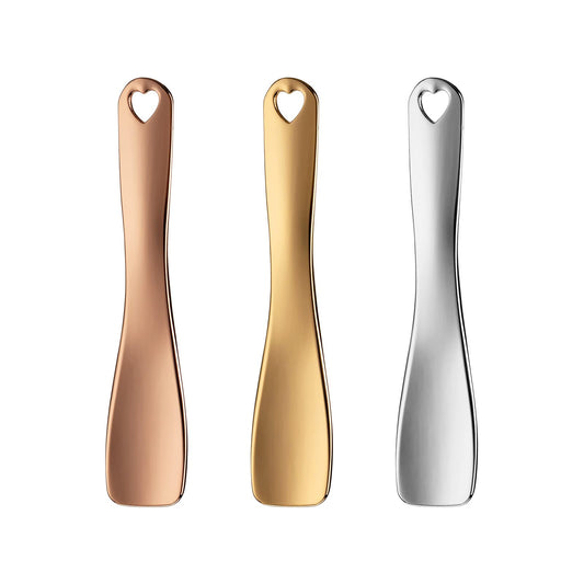 3 Pack Metal Makeup Spatula, Mini Spoon Beauty Scoop for Mixing, Facial Cosmetic, Face Mask (Silver & Gold & Rose Gold)