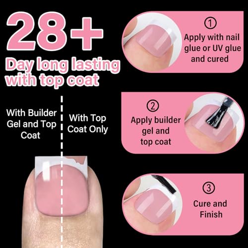 EBANKU Press On Toe Nails 150pcs French Pink Acrylic with Glue
