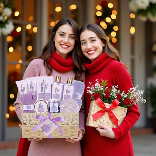 Spa Gifts for Women Bath and Body Lavender Honey Gift Set, Spa Gift Basket for Self Care, Relaxing Bath Sets for Mom, Grandma, Girlfriend, Sister, Spa Kit, Self-Care Set, Gifts for Women