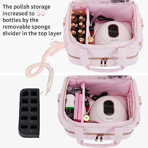 GR69N Nail Polish Organizer Case - Holds 50 Polishes & Nail Lamp