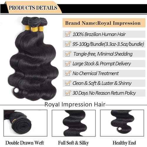 12A Brazilian Virgin Hair Body Wave 3 Bundles 10" 12" 14" 300g Brazilian Remy Virgin Body Wave Human Hair Bundles 100% Unprocessed Virgin Brazilian Remy Hair Bundles Natural Color