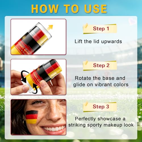 Germany Face Paint Stick - 3-in-1 Sports Colors for Fans