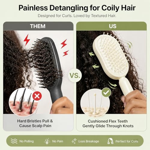 PAPABA Electric Spray Massage Comb - 3-in-1 Detangling Brush with Water Mist, Self-Cleaning, Pink
