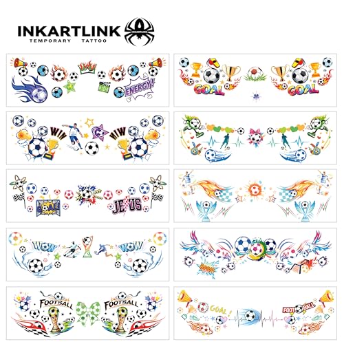Soccer Face Temporary Tattoos, 10 Sheets Waterproof Sports Decals