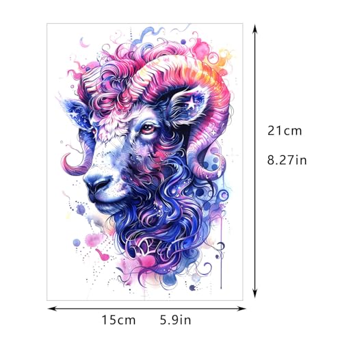 Glarryears Temporary Tattoos for Adults - 18-Pack Large Fake Tattoos, Long-lasting Animal Designs: Wolf, Lion, Tiger - Realistic 3D, Cool on Half Arm, Leg, Back, Body