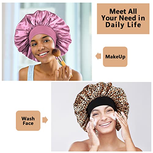 Extra Large Satin Sleep Bonnet for Curly Hair, Braids & Locs (3-Pack)