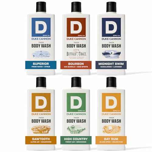 Duke Cannon Thick Body Wash 6-Pack ? Bay Rum, Superior, Sawtooth, Midnight Swim, Bourbon & High Country ? Premium Men¡¯s Body Wash, Long-Lasting, Natural Ingredients, Fresh Masculine Scents