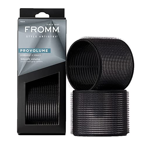 Fromm ProVolume 3" Self-Grip Ceramic Ionic Thermal Hair Rollers, 2 Count, Large Salon Quality Hair Curlers for Long Hair and Curtain Bangs