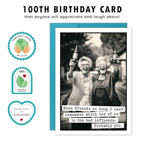 Katie Doodle - Funny, 60th Birthday Card, 70th Birthday Card, 80th Birthday Card, (Handmade in USA), 75th Birthday Card, 100th Birthday Card, 65th Birthday Card, 90th Birthday Card for Women