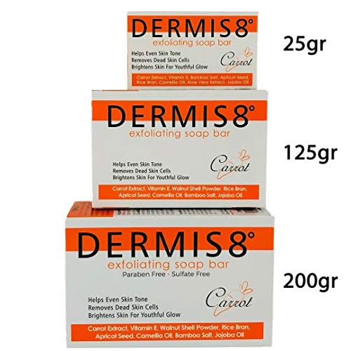 Dermis 8 Exfoliating Beauty Bar Soap with Carrot & Camellia Oil, 200gr