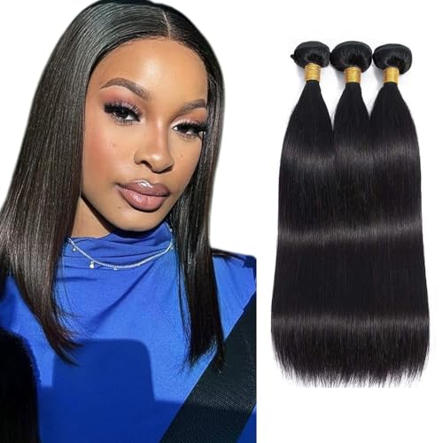 Brazilian Remy Human Hair Bundles - Straight 1B Natural Black 18-22"