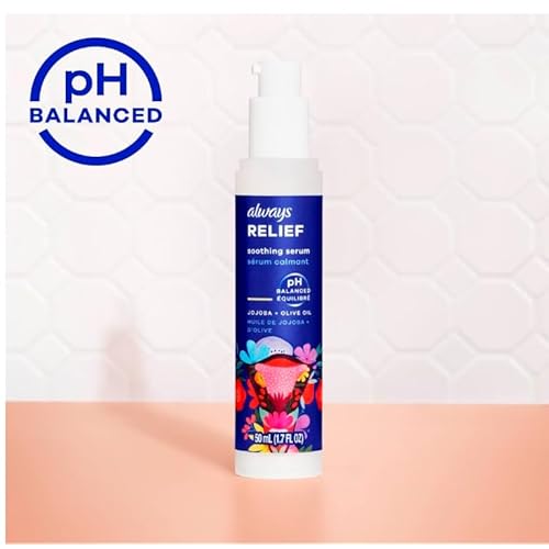 Always Relief pH Balanced Soothing Serum with Jojoba and Olive Oil, 1.7 fl oz /50 mL - Pack of 2