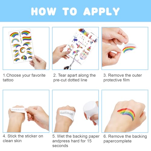 200+ PCS Pride Rainbow Tattoos Stickers LGBT LGBTQ Flag Decorations Accessories Temporary Sticker Pride Month Gay Birthday Party Gifts Boys Girls Men Woman Cute Fake Tattoo Themed Festival
