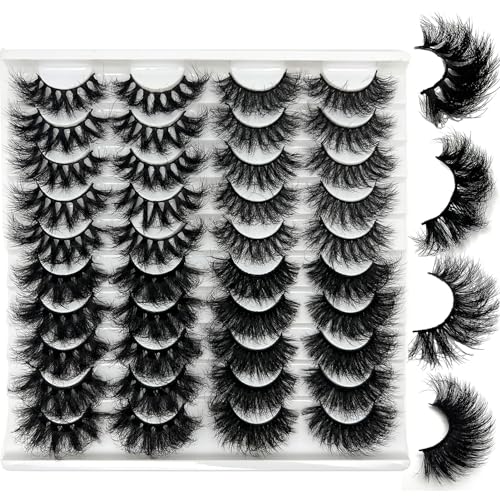 3D Mink Lashes 25mm D Curl Volume - 20 Pairs Cat Eye Eyelashes