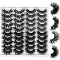 3D Mink Lashes 25mm D Curl Volume - 20 Pairs Cat Eye Eyelashes