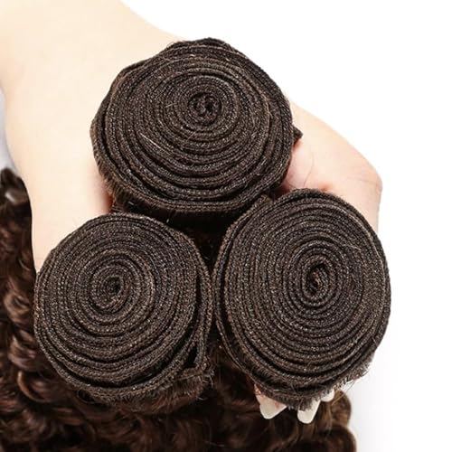 300g Dark Brown Human Hair Bundles Deep Wave Bundle 12 14 16 Inch