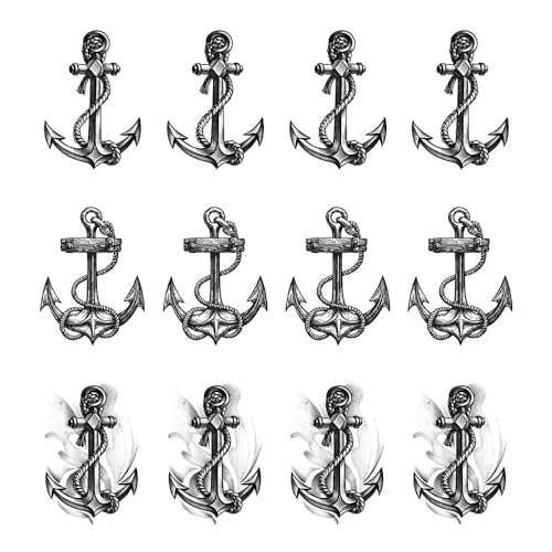 Anchor Ship Temporary Tattoo Stickers (12-Pack) Waterproof
