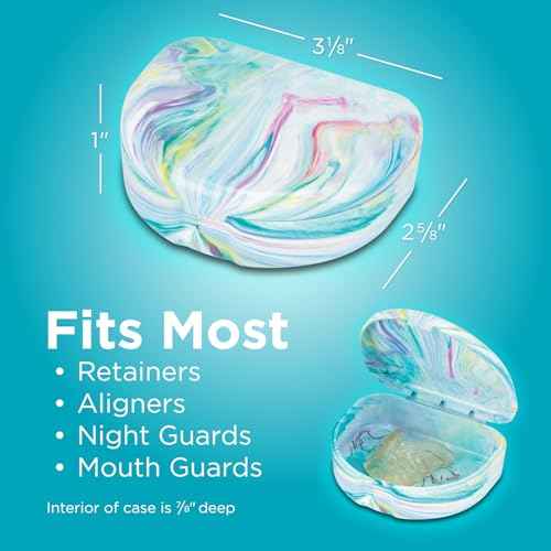 Practicon Marble Retainer Cases, Orthodontic Aligner Case, Mouth Guard Holder (3 Pack) Pink Mermaid