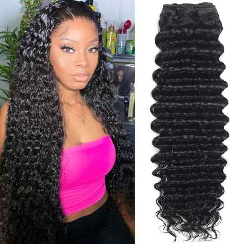 Deep Wave Bundles Human Hair 1 Bundle Brazilian Wet and Wavy Human Hair Bundles 26 Inch 12A 100% Unprocessed Deep Curly Weave Bundles