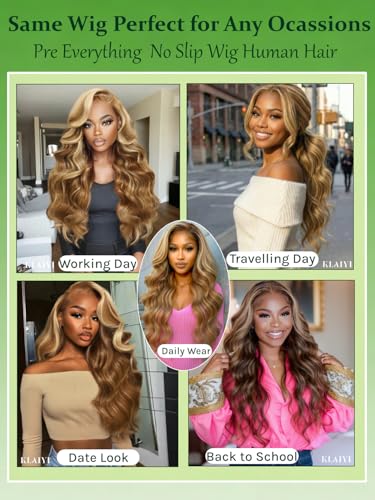 KLAIYI 13x4 Honey Blonde Body Wave Glueless Lace Front Wig 18"