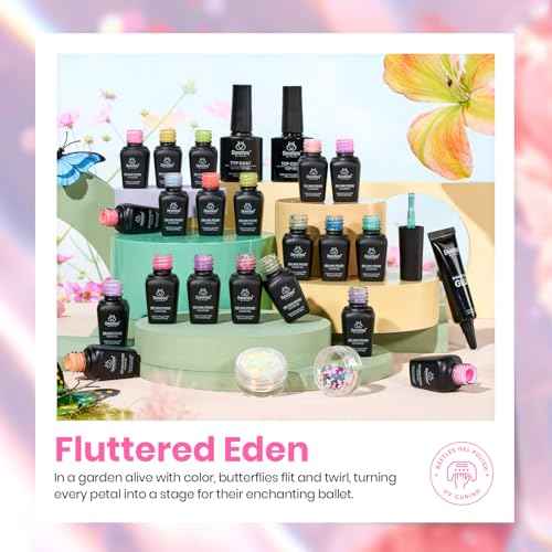 Beetles Gel Nail Polish Set - 28 Pcs Pastel Pink Yellow Green Blue Glitter Macaron Color Gel Polish Set Fluttered Eden Soak Off Nail Polish UV LED Nails Art Christmas Gifts for Women Girl