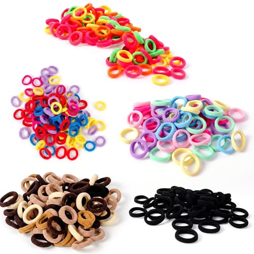 400Pc Baby Hair Ties - Soft Elastic Cotton Ponytail Holders