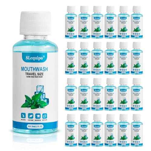 50 pcs Travel Size Mouthwash Bulk Mini Mouthwash, Fresh Mint Portable Mouthwash Individual 1.2oz/35ml Mouthwash Bottles for Travel Toiletry Kits