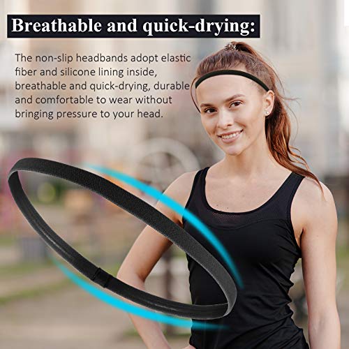 4-Pack Elastic Sports Headbands Non-Slip Hair Bands