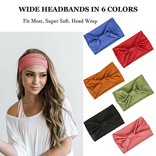 GiLi 6 Pack Wide Headbands for Women Non Slip Yoga Running Sports