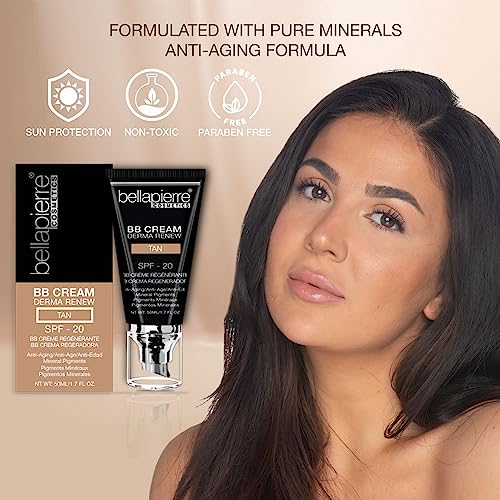 Bellapierre BB Cream SPF 20 ? Mineral Sunscreen & Liquid Foundation, Lightweight Face Moisturizer with Buildable Coverage, Matte Finish, Non-Toxic, Paraben-Free, Cruelty-Free ? 1.7 oz - Medium