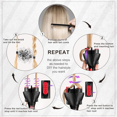 Automatic Hair Braider Machine Set with Comb & Clips