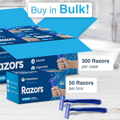 Disposable Razors for Men and Women - Case of 300 Shavers - 2 Blade Razors, Bulk - for Shaving, Tattoos, Hospitality, and More