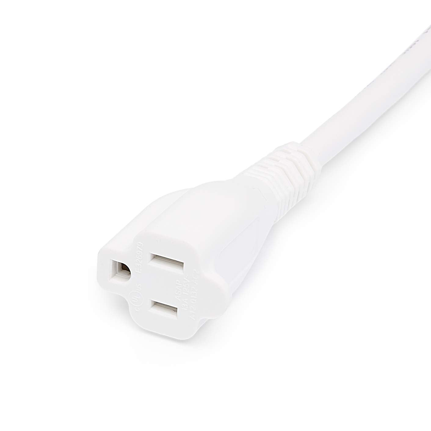 Amazon Basics Power Extension Cord, 3 Feet, 13 Amps, 125V, White