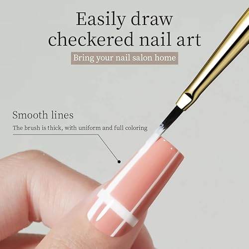Ombre Nail Art Brush ? Thin Striping & Checker Painting Tool for Acrylic Nails, Poly Gel Design, Manicure Detail & Gradient Effects, Professional Nail Drawing Accessory