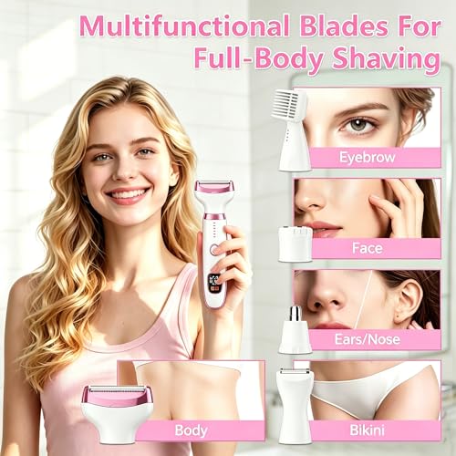 Women’s 5-in-1 Waterproof Electric Shaver for Face & Body - Painless Grooming Kit