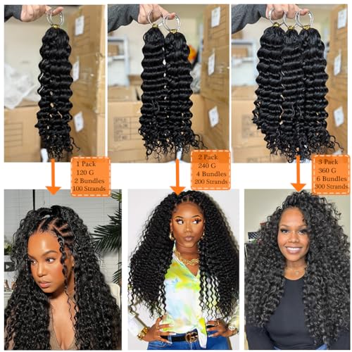 18" Feather Crochet Human Hair 120g Deep Curly Wave
