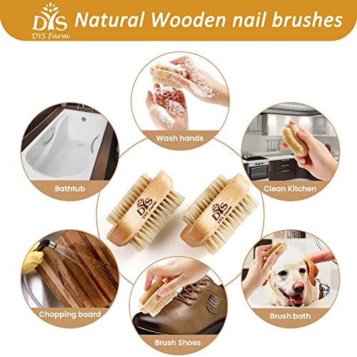 Natural Wooden Nail Brush Set with Boar Bristles for Hands & Feet