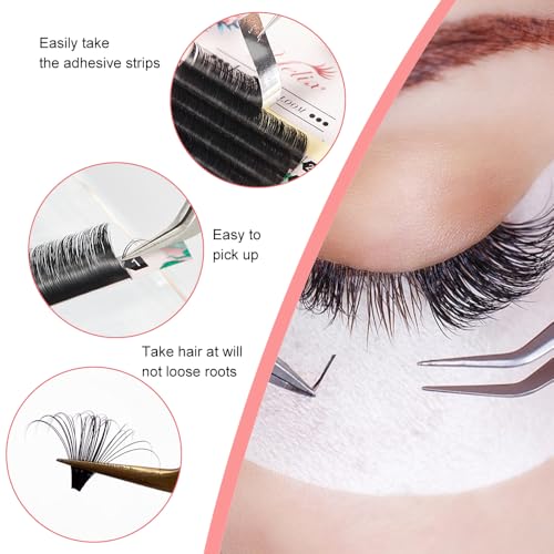 Auto Blooming Self Fanning Lash Extensions 0.05mm CC Curl 8-15mm