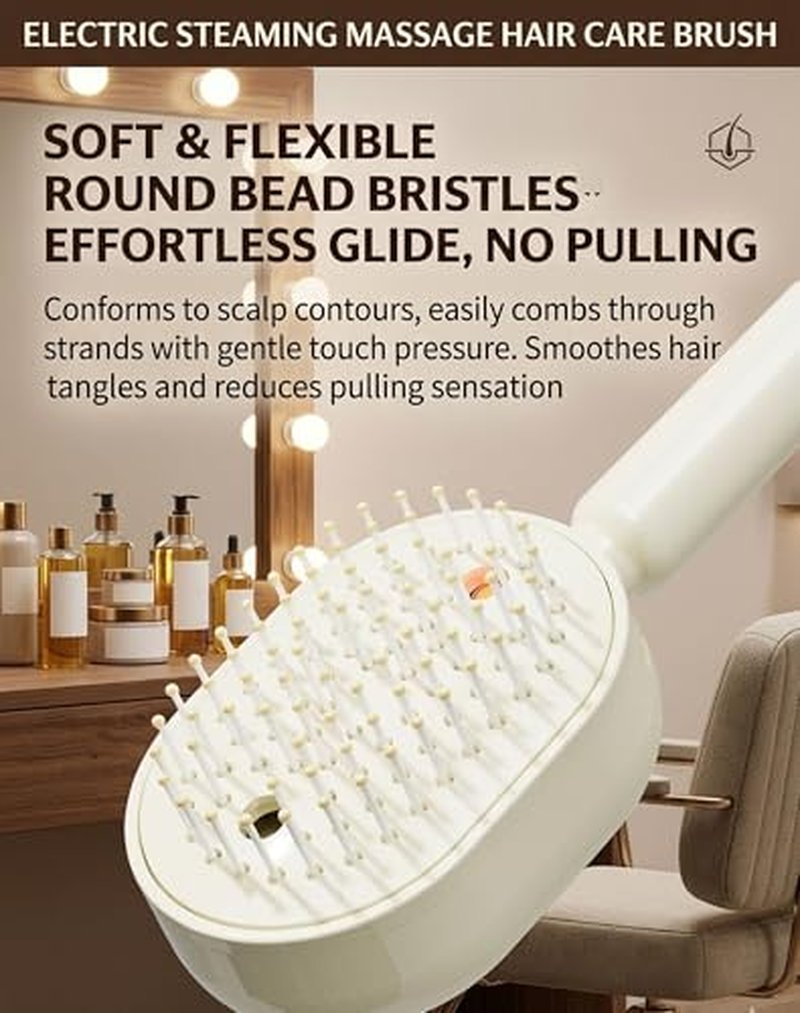 2-in-1 Electric Steam Brush with Water Spray for Easy Detangling