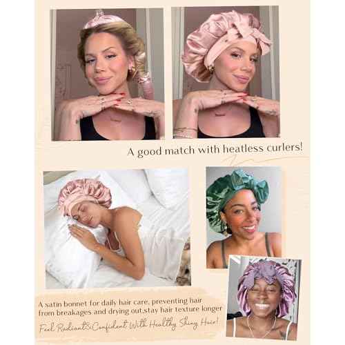 YANIBEST Silk Bonnet for Sleeping Women Adjustable Double Layer Satin Bonnet Reduce Friction Prevent Frizz Natural Curly Hair