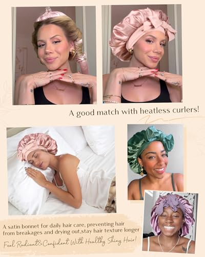 Heatless Hair Curlers with Satin Silk Bonnet - No Damage Overnight Styling