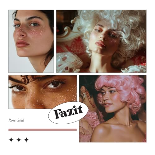 Fazit Makeup Patches - Rose Gold Speckles - Glow Up Make-Up Patches - Cute Glitter Makeup Accessories for Women - Cosmetic Glitter for Face