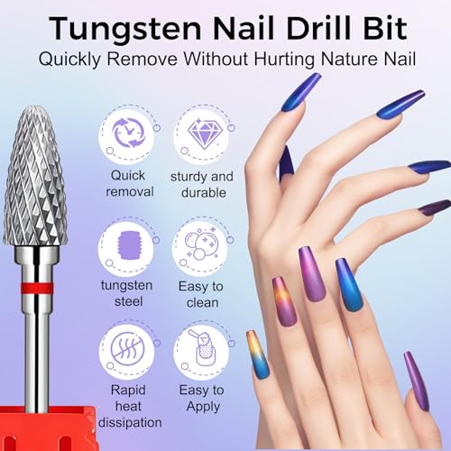 3/32" Carbide Nail Drill Bit - Fine Grit Tungsten for Acrylic & Gel Removal