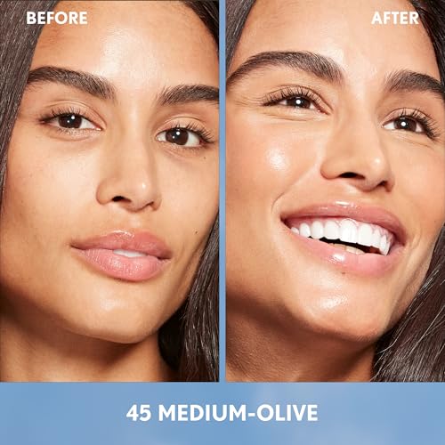 CoverGirl Simply Ageless Skin Perfector Foundation - 45 Medium-Olive, Vegan Tinted Skincare Hybrid