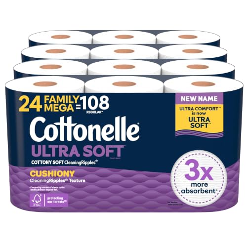 Cottonelle Ultra Soft Toilet Paper - 24 Family Mega Rolls